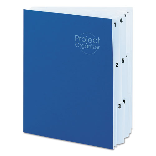 10-pocket Project Organizer With Indexed Tabs (1-10), 10 Sections, Unpunched, 1/3-cut Tabs, Letter Size, Lake Blue/navy Blue.