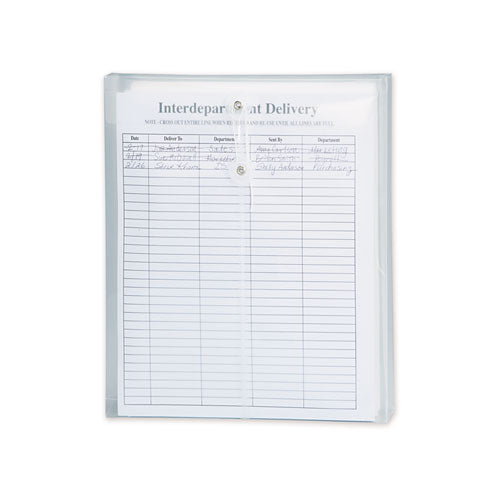 Poly String And Button Interoffice Envelopes,Open-end (vertical), 9.75 X 11.63, Clear, 5/pack