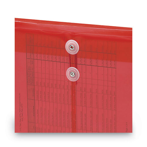 Poly String And Button Interoffice Envelopes, Open-end (vertical), 9.75 X 11.63, Transparent Red, 5/pack.