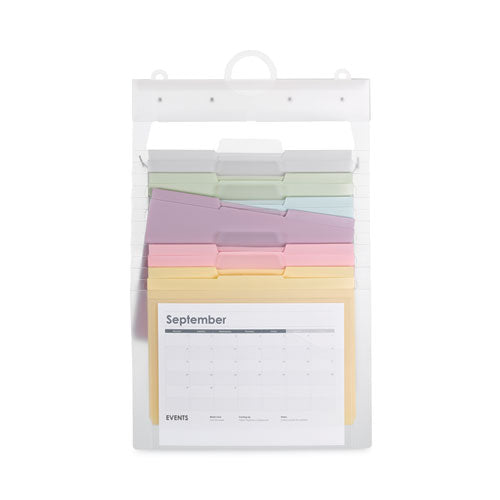 Cascading Wall Organizer, 6 Sections, Letter Size, 14.25" X 24.25", Blue, Clear, Gray, Green,Orange, Pink, Purple