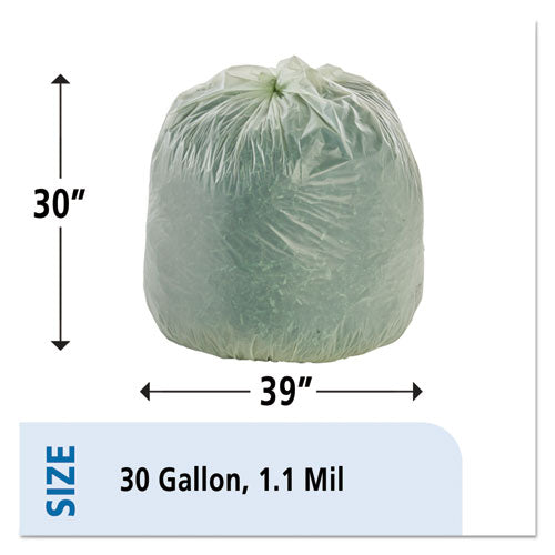 Ecosafe-6400 Bags, 30 Gal, 1.1 Mil, 30" X 39", Green, 48/box.