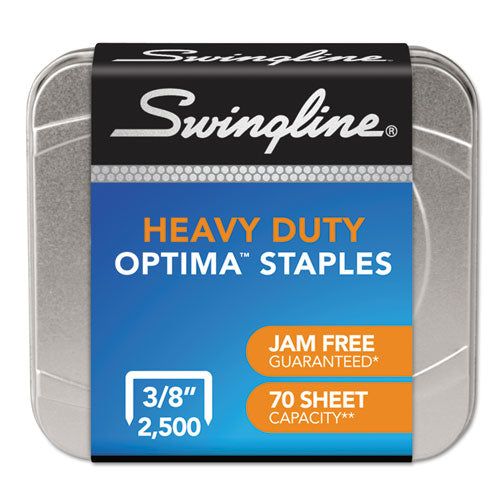 Optima High-capacity Staples, 0.38" Leg, 0.5" Crown, Steel, 125/strip, 20 Strips/box.