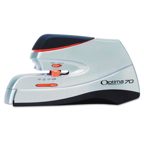 Optima 60 Electric Stapler, 60-sheet Capacity, Silver/black/orange.