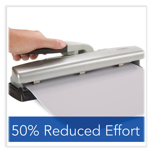 20-sheet Lighttouch Desktop Two- To Seven-hole Punch, 9/32" Holes, Silver/black.