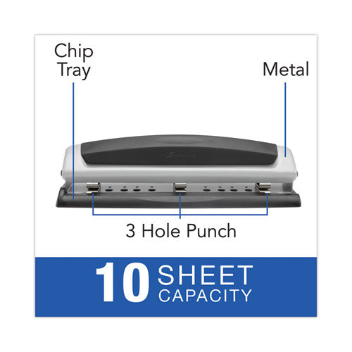 10-sheet Precision Pro Desktop Two- To Three-hole Punch, 9/32" Holes.