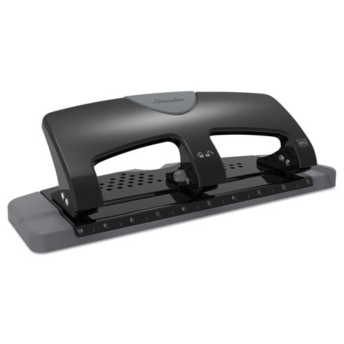 20-sheet Smarttouch Three-hole Punch, 9/32" Holes, Black/gray.