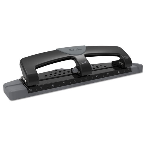 12-sheet Smarttouch Three-hole Punch, 9/32" Holes, Black/gray.