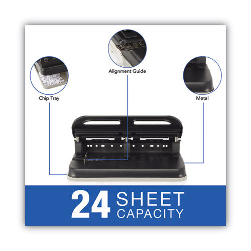 24-sheet Easy Touch Two- To Seven-hole Precision-pin Punch, 9/32" Holes, Black.