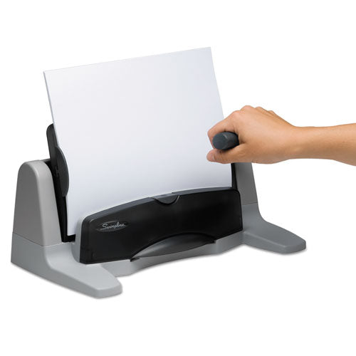 40-sheet Lighttouch Heavy-duty Two- To Seven-hole Punch, 9/32" Holes, Black/gray.