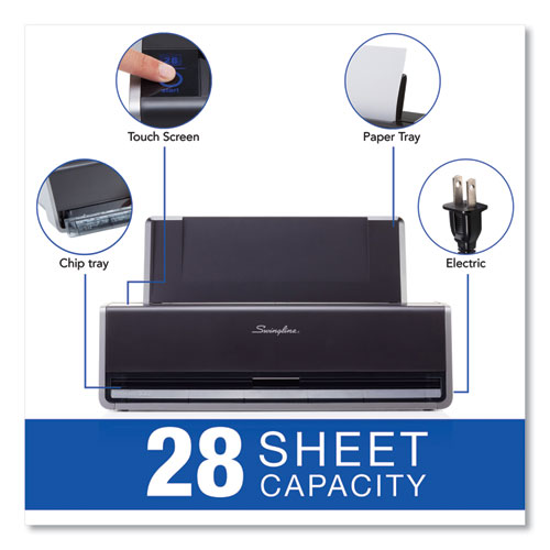 28-sheet Commercial Electric Two-hole Punch, Fixed 9/32" Holes, Black/silver.