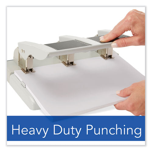 75-sheet Heavy-duty High-capacity Three-hole Adjustable Punch, 9/32" Holes, Putty/gray.