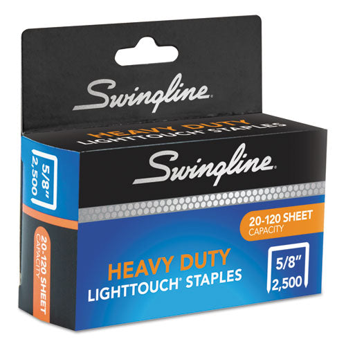 Light Touch Heavy-duty Staples, 0.63" Leg, 0.5" Crown, Steel, 2,500/box.