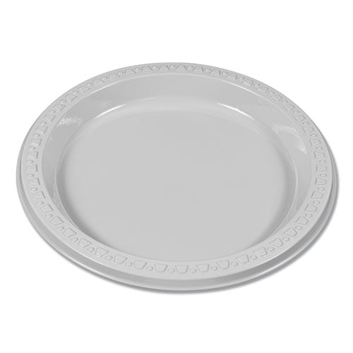 Plastic Dinnerware, Plates, 7" Dia, White, 125/pack.