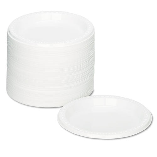 Plastic Dinnerware, Plates, 7" Dia, White, 125/pack.