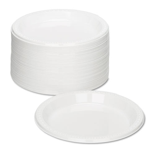 Plastic Dinnerware, Plates, 9" Dia, White, 500/carton.