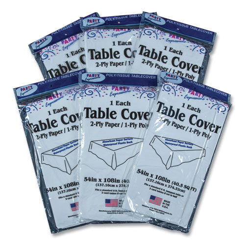 Table Set Poly Tissue Table Cover, 54" X 108", White, 6/pack.