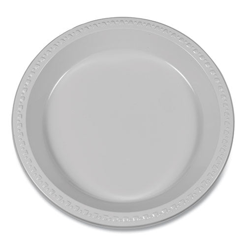 Plastic Dinnerware, Plates, 10.25" Dia, White, 125/pack.