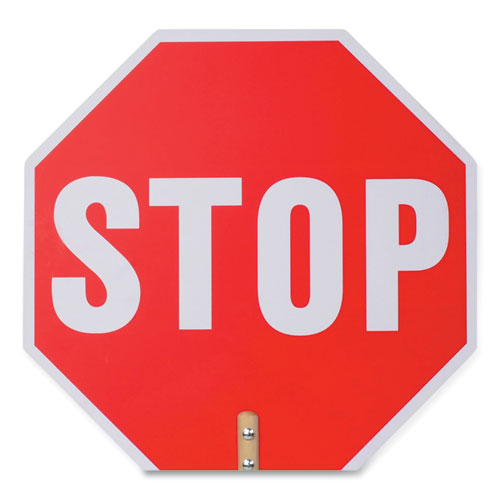 Handheld Stop Sign, 18" Red/white Face, White Graphics.