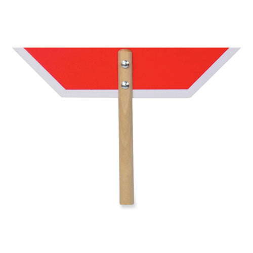 Handheld Stop Sign, 18" Red/white Face, White Graphics.