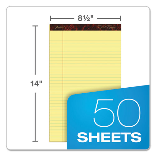 Gold Fibre Quality Writing Pads, Wide/legal Rule, 50 Canary-yellow 8.5 X 14 Sheets, Dozen.