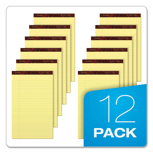 Gold Fibre Quality Writing Pads, Wide/legal Rule, 50 Canary-yellow 8.5 X 14 Sheets, Dozen.