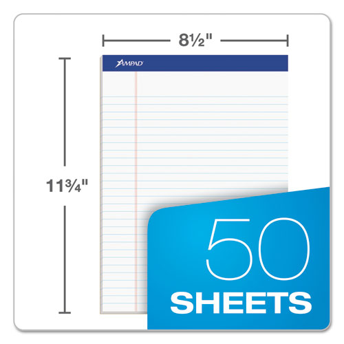 Recycled Writing Pads, Wide/legal Rule, Politex Green Kelsu Headband, 50 White 8.5 X 11.75 Sheets, Dozen.