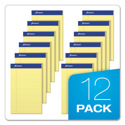 Perforated Writing Pads, Narrow Rule, 50 Canary-yellow 5 X 8 Sheets, Dozen.