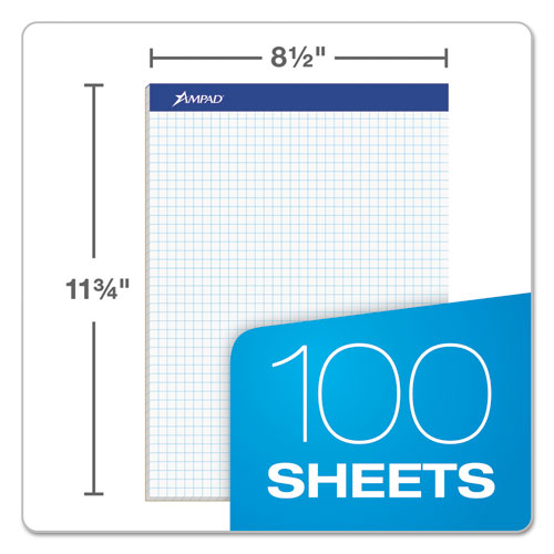 Quad Double Sheet Pad, Quadrille Rule (4 Sq/in), 100 White 8.5 X 11.75 Sheets.