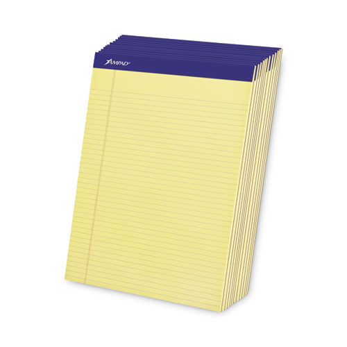 Perforated Writing Pads, Narrow Rule, 50 Canary-yellow 8.5 X 11.75 Sheets, Dozen.