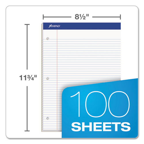 Double Sheet Pads, Wide/legal Rule, 100 White 8.5 X 11.75 Sheets.