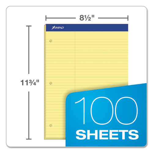 Double Sheet Pads, Pitman Rule Variation (offset Dividing Line -3" Left), 100 Canary-yellow 8.5 X 11.75 Sheets