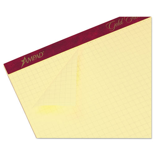 Gold Fibre Canary Quadrille Pads, Stapled With Perforated Sheets, Quadrille Rule (4 Sq/in), 50 Canary 8.5 X 11.75 Sheets.