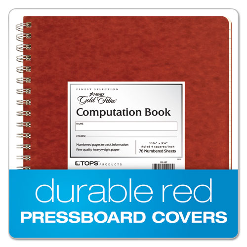 Computation Book, Quadrille Rule (4 Sq/in), Brown Cover, (76) 11.75 X 9.25 Sheets.