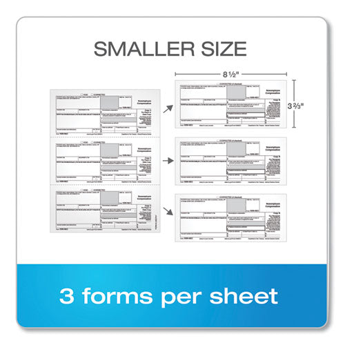 1099-nec Online Tax Kit, Fiscal Year:2023, Five-part Carbonless, 8.5 X 3.5, 3 Forms/sheet, 24 Forms Total