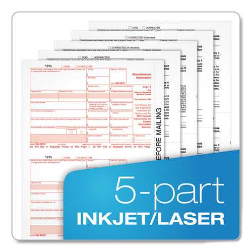 1099-misc Tax Forms, Fiscal Year: 2023, Five-part Carbonless, 8.5 X 5.5, 2 Forms/sheet,50 Forms Total