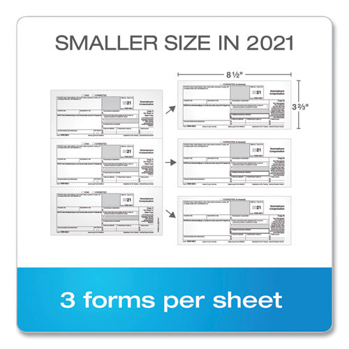 1099-nec Tax Forms, Fiscal Year: 2023, Five-part Carbonless, 8.5 X 3.5, 3 Forms/sheet, 50 Forms Total.