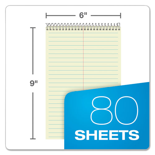 Steno Pads, Gregg Rule, Green Cover, 80 Green-tint 6 X 9 Sheets, 6/pack.