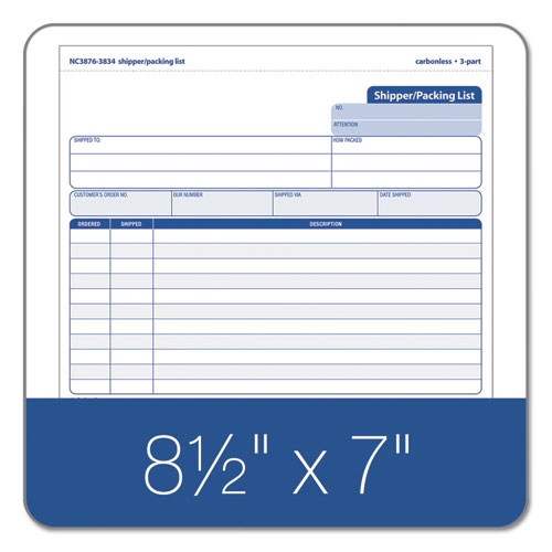 Triplicate Snap-off Shipper/packing List, Three-part Carbonless, 8.5 X 7, 50 Forms Total.