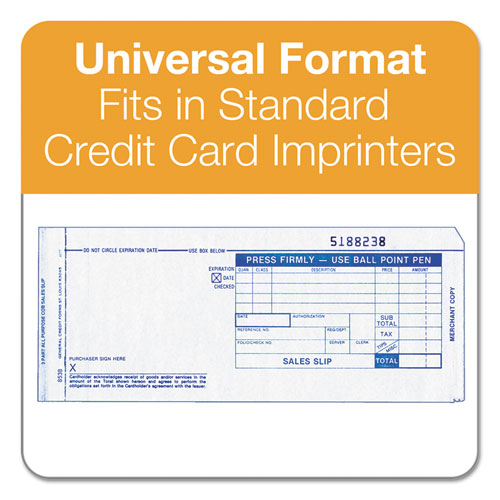 Credit Card Sales Slip, Three-part Carbonless, 7.78 X 3.25, 100 Forms Total.