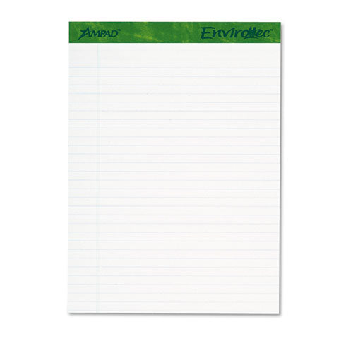 Earthwise By Ampad Recycled Writing Pad, Wide/legal Rule, Politex Sand Headband,40 White 8.5 X 11.75 Sheets, 4/pack