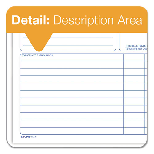 Bill For Services Rendered Book, Two-part Carbonless, 8.5 X 7.75, 50 Forms Total.