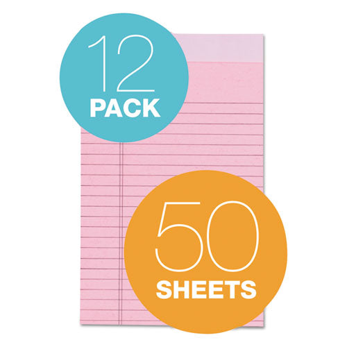 Prism + Colored Writing Pads, Narrow Rule, 50 Pastel Pink 5 X 8 Sheets, 12/pack.