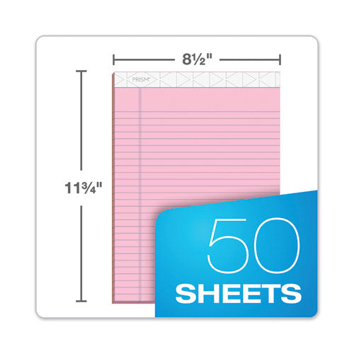 Prism + Colored Writing Pads, Wide/legal Rule, 50 Pastel Pink 8.5 X 11.75 Sheets, 12/pack.