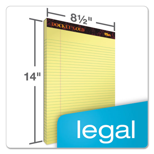 Docket Gold Ruled Perforated Pads, Wide/legal Rule, 50 Canary-yellow 8.5 X 14 Sheets, 12/pack.