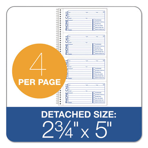 Second Nature Phone Call Book, Two-part Carbonless, 5 X 2.75, 4 Forms/sheet, 400 Forms Total.