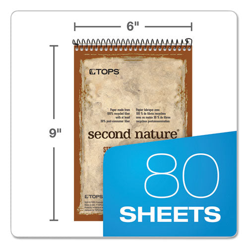 Second Nature Recycled Notepads, Gregg Rule, Brown Cover, 80 White 6 X 9 Sheets.