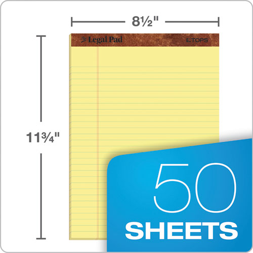 "the Legal Pad" Ruled Perforated Pads, Wide/legal Rule, 50 Canary-yellow 8.5 X 11 Sheets, 3/pack.