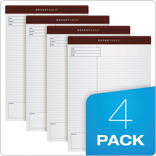 Docket Gold Planning Pads, Project-management Format, Quadrille Rule (4 Sq/in),40 White 8.5 X 11.75 Sheets, 4/pack