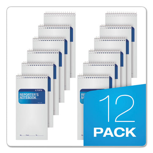 Reporter’s Notepad, Wide/legal Rule, White Cover, 70 White 4 X 8 Sheets, 12/pack.