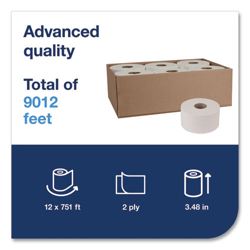 Advanced Jumbo Bath Tissue, Septic Safe, 2-ply, White, 3.48" X 751 Ft, 12 Rolls/carton.